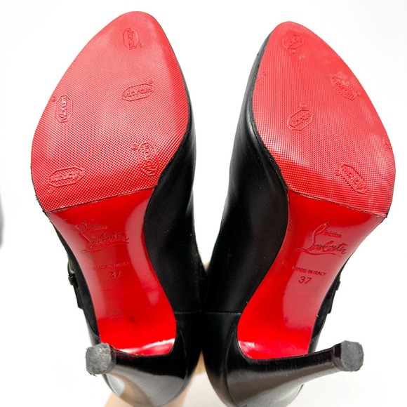Christian Louboutin Canassone 100mm Black Ankle Booties Shoes EU 37 US 7 - Picture 7 of 12